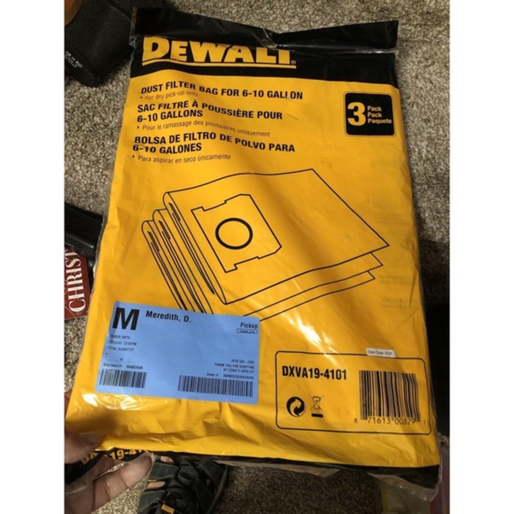 Dewalt 6-10 Vacuum Bags‎ (3) Shop Vacuum